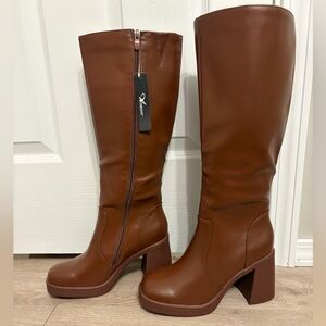 Brown Knee High Platform Boots